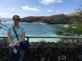 We did a road trip around the island. Here's Mindy at Hanauma Bay.