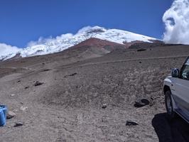 Day 3 was an easy hike to the Cotopaxi refuge, which you can see in this picture if you squint.