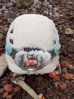 Even after thawing out on the way down, my helmet still had a very thick layer of ice.