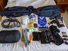Here's all the stuff I had to pack for Cotopaxi. Ice axe and crampons not pictured.