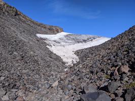 Eventually there's a snowfield you can climb