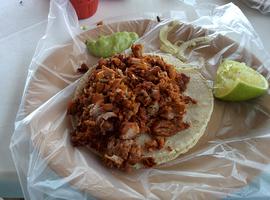 We stopped off the side of the road for lunch and got carnitas tacos. It cost less than $2 for both of us.