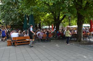 The market had a massive beer garden. I think this photo was taken around noon on a weekday.