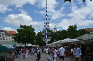 We wandered over the the Viktualienmarkt. Apparently the decorations on these posts were historically used in Bavarian markets to make easy for people to figure out what goods/services were available there.