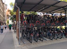An elaborate bike parking garage near Marienplatz