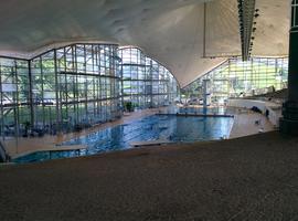 It was nice to see the Olympic facilities were still in use. In addition to these swimmers, we saw a bunch of kids playing soccer inside of an old Olympic building.