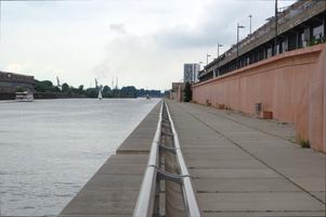 Walking along the riverfront