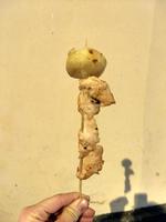 At night, there are street vendors grilling these little meat and potato kabobs. Amazing!