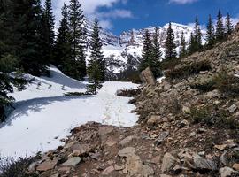 Eventually the rocky trail became a snowy trail.