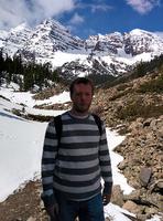 An awkward picture of me in front of the Maroon Bells.