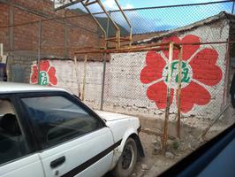 It's somewhat common for Peruvians to paint political logos on their homes. This is the logo for the Frente Amplio.